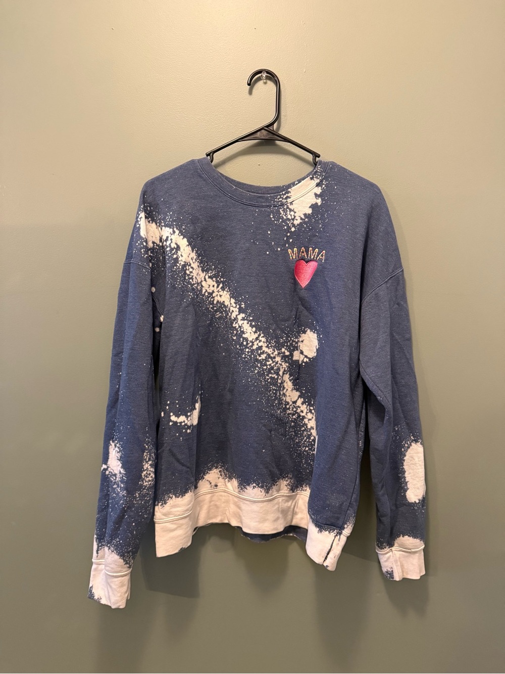 Blue Tie-Dye embroidered ‘MAMA' Heart Sweatshirt